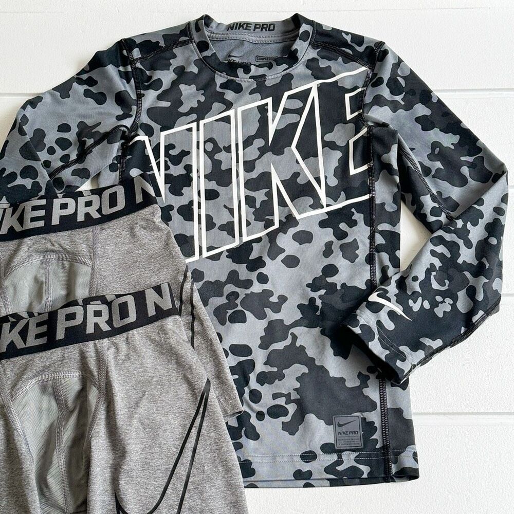 Nike Pro Boys Dri Fit Compression Shorts & Long Sleeve Top Lot Size Medium - Picture 4 of 13
